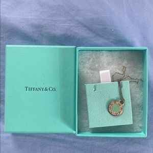 Tiffany & Co. sterling silver Rare blue enamel round heart pendant necklace